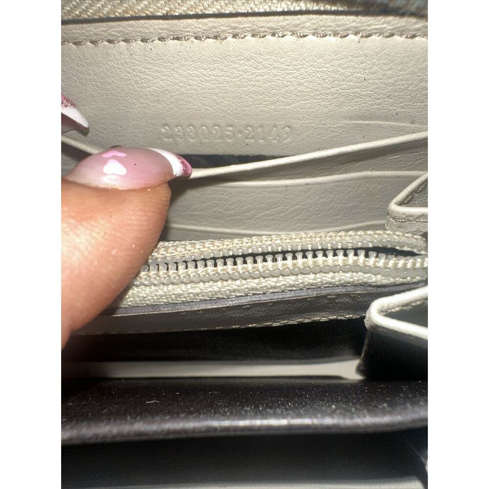 Authentic GUCCI Cream Leather Canvas Zippy Credit Card Long Wallet 3D Zip Pull - Picture 10 of 10